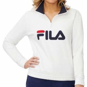 FILA Logo Pullover 1/4 Zip Cotton Size XXL
